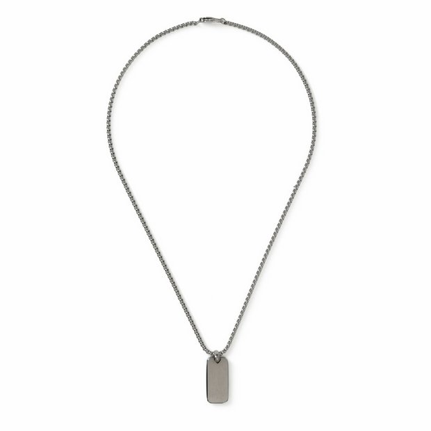 Uncommon Souls dog tag necklace silver tone 50cm chain, imported from the UK