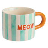 Argos Home mint green stripes meow decal stoneware mug 320ml (British brand)