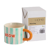 Argos Home mint green stripes meow decal stoneware mug 320ml (British brand)