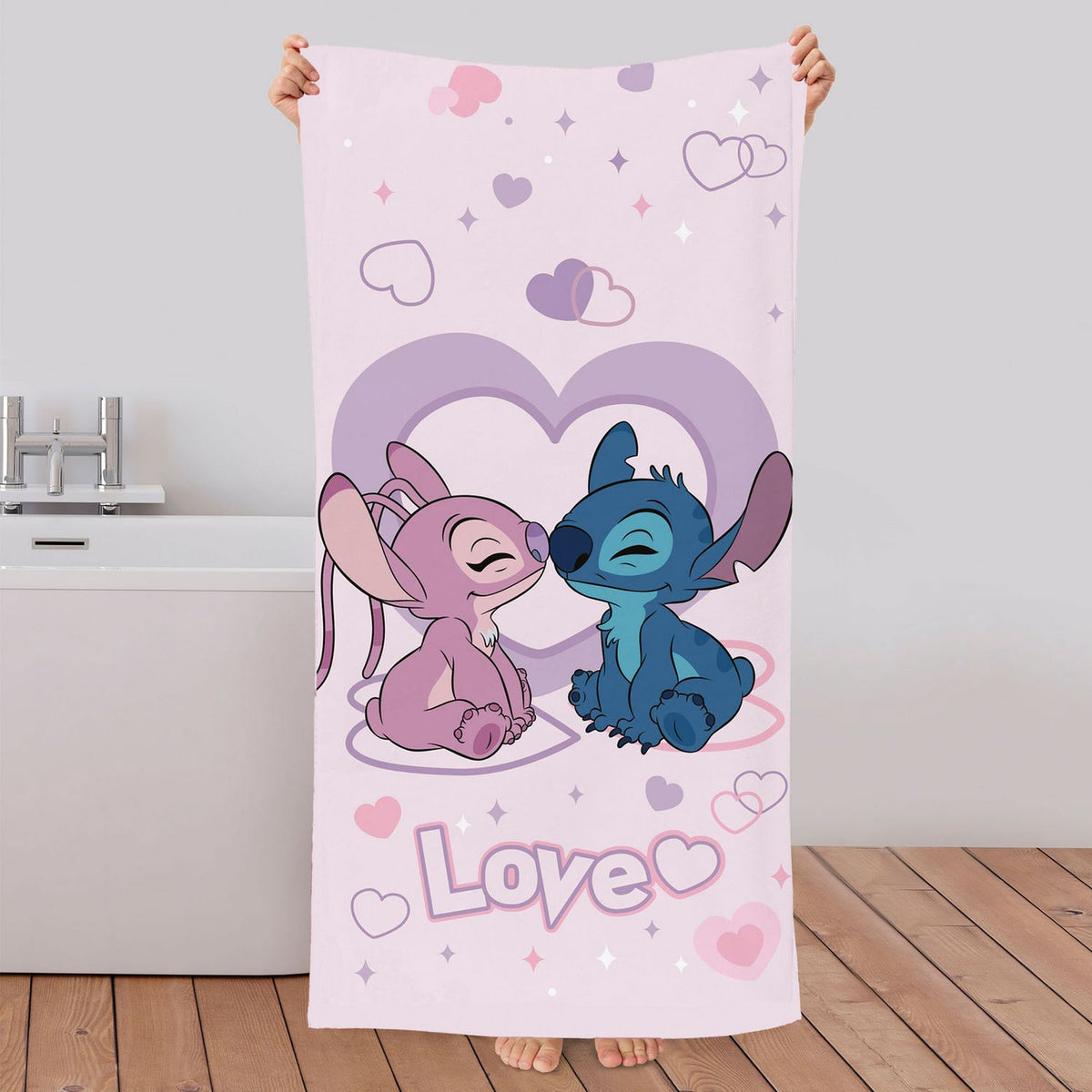 Disney Stitch and Angel pink beach towel 140x70cm (British brand)