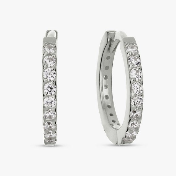 Revere sterling silver pave set huggies earrings, UK version