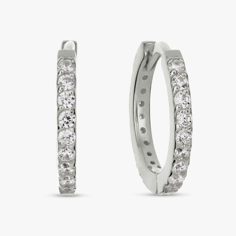 Revere sterling silver pave set huggies earrings, UK version