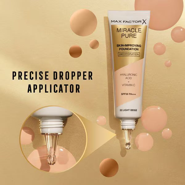 Max Factor Miracle Pure Foundation 32 Light Beige, UK version