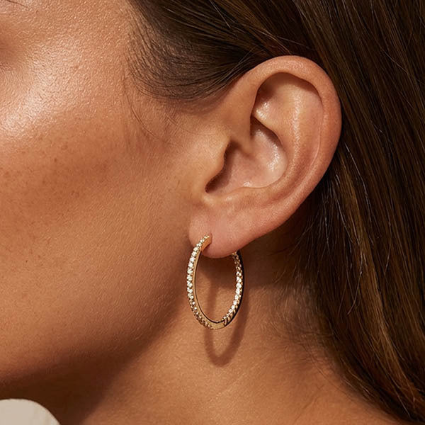 MUCHV gold tennis hoop earrings with stones - British product