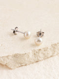 Freshwater pearl stud earrings sterling silver 5mm - British product