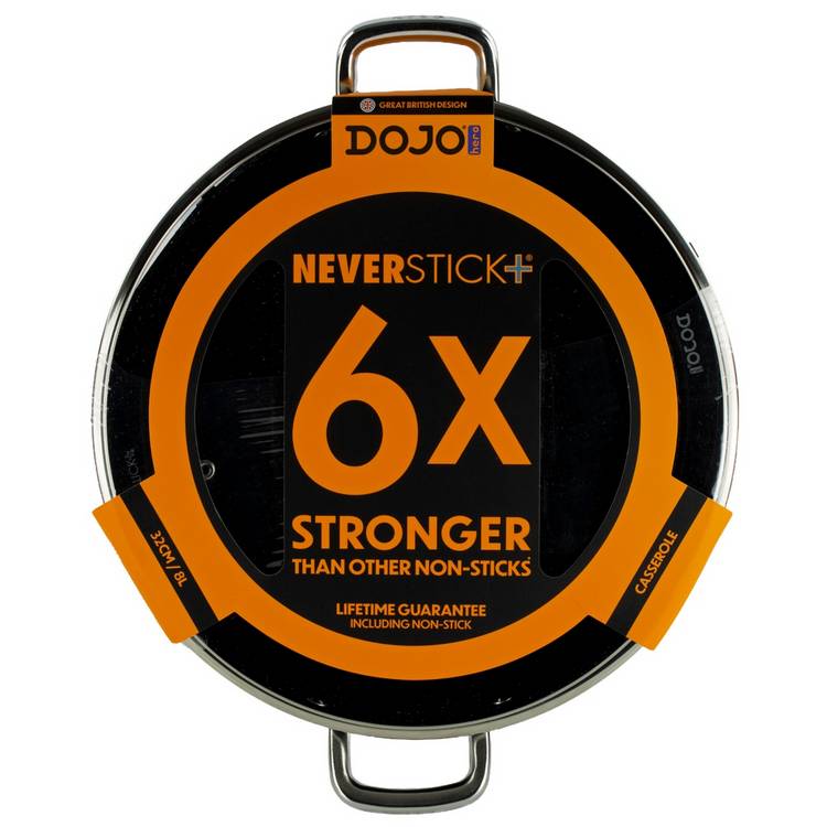 Dojo Hero Neverstick+ 8L Aluminium Casserole Dish - Black