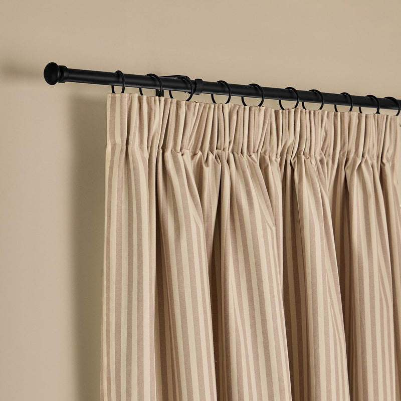 Habitat Yarn Dye Stripe Blackout Pencil Pleat Curtains - Latte - 229x229cm