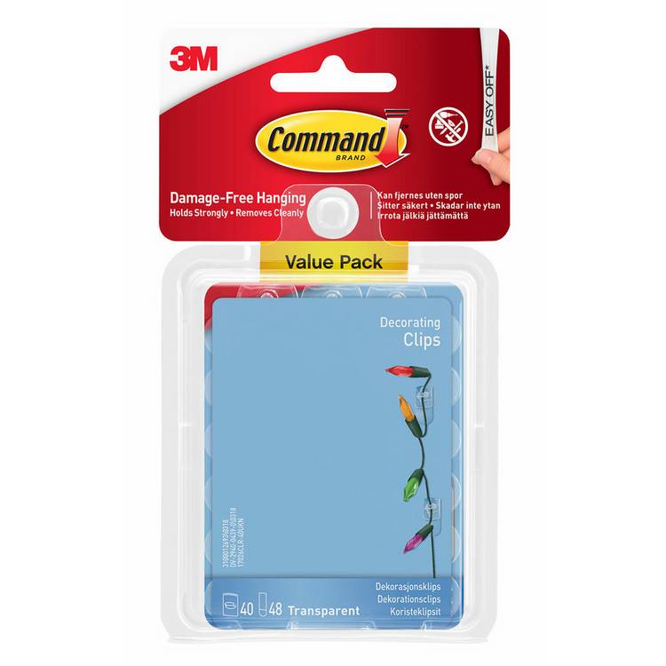 Command Clear Decorating Clips with strips, 17.15cm (British brand)