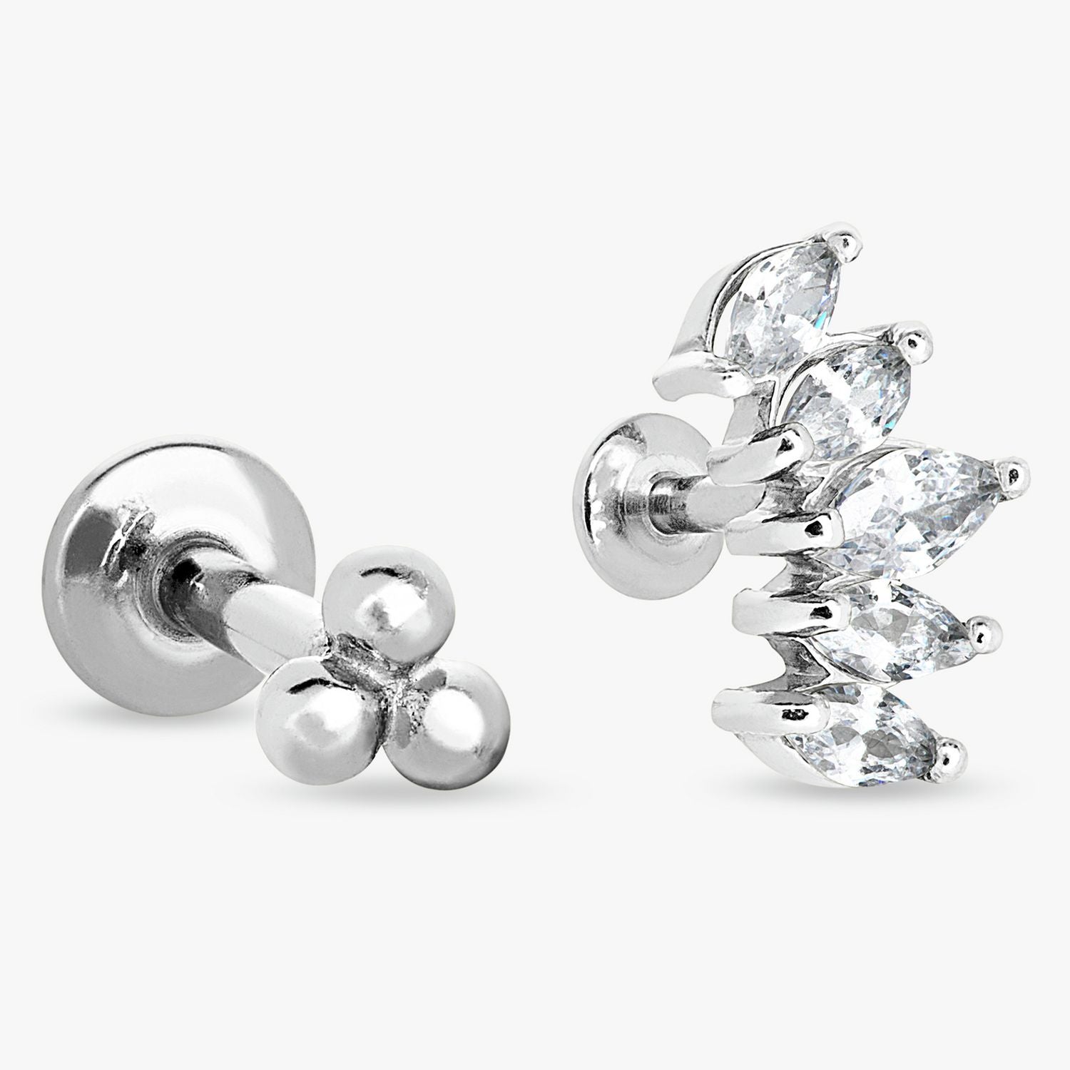 Revere flatback stud earrings with cubic zirconia stones (British brand)
