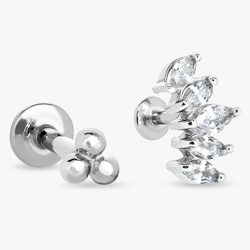 Revere flatback stud earrings with cubic zirconia stones (British brand)