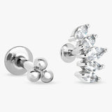 Revere flatback stud earrings with cubic zirconia stones (British brand)
