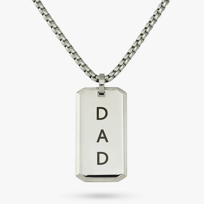 Argos Revere Men's Stainless Steel Rectangular DAD Dog Tag Pendant- Buy online at McGrocer
