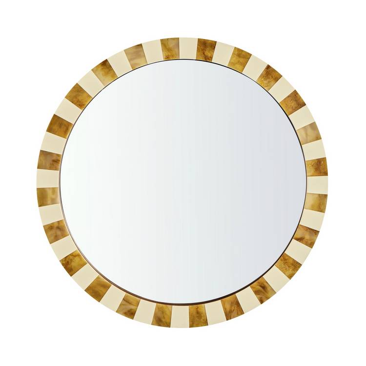 Habitat checkered brown resin round wall mirror 50cm, imported from the UK