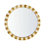 Habitat checkered brown resin round wall mirror 50cm, imported from the UK
