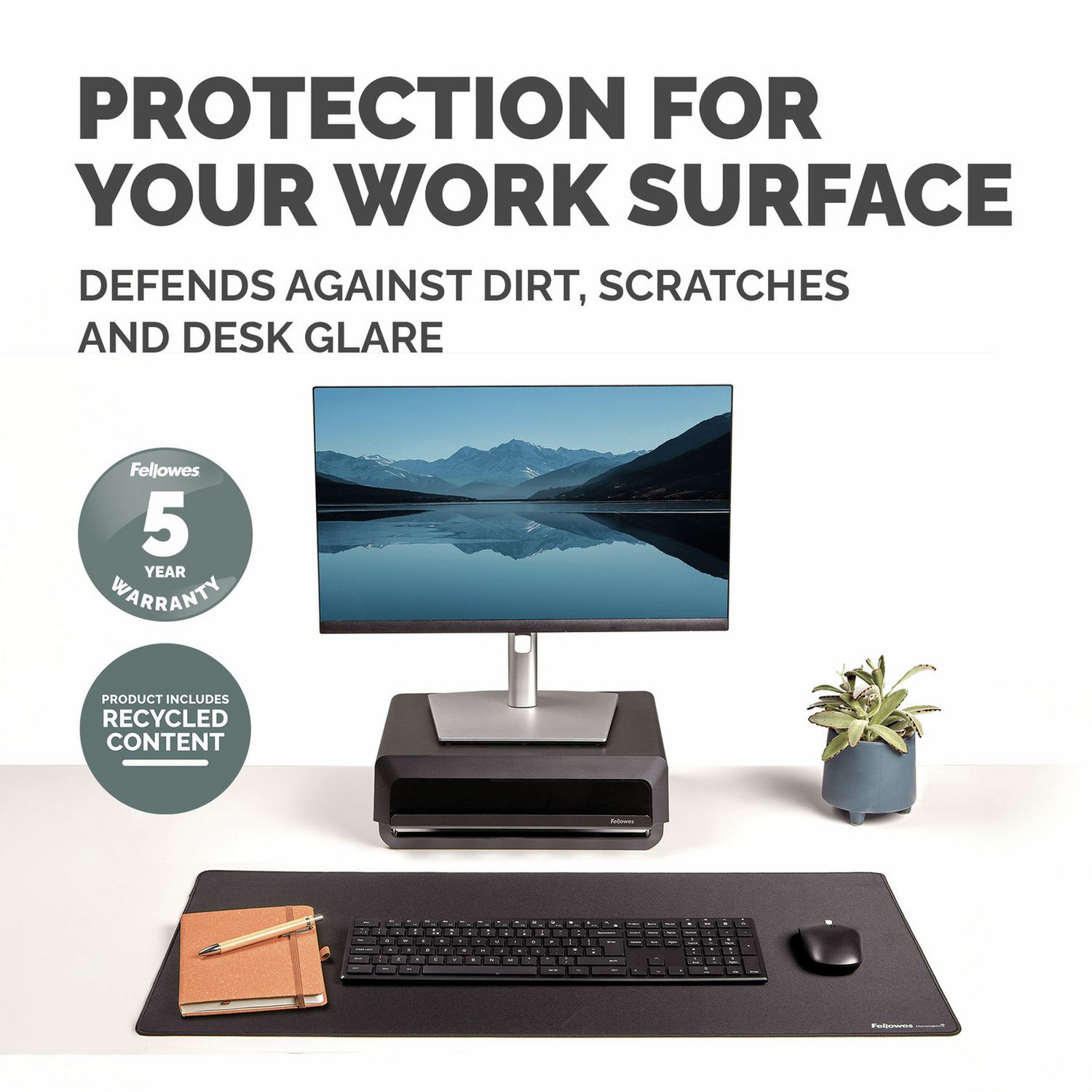 Fellowes Breyta black desk mat 800x400mm, UK version