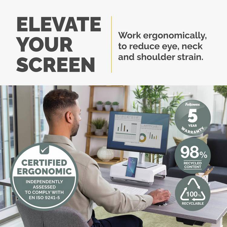 Fellowes Breyta monitor stand white, imported from the UK