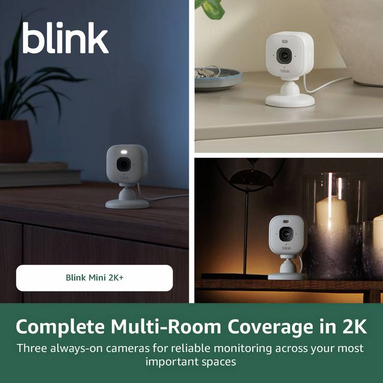 Blink Mini 2K+ 3-pack plug-in security camera (British brand)