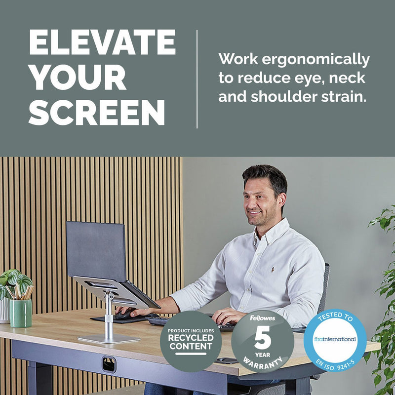 Fellowes Alumia laptop stand silver for 15 inch laptops (British brand)