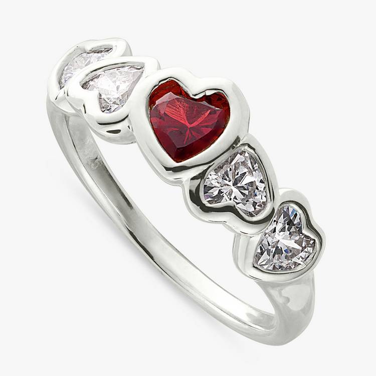 Revere sterling silver ruby heart ring small (British brand)