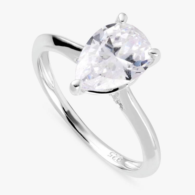 Revere sterling silver pear solitaire ring medium (British brand)