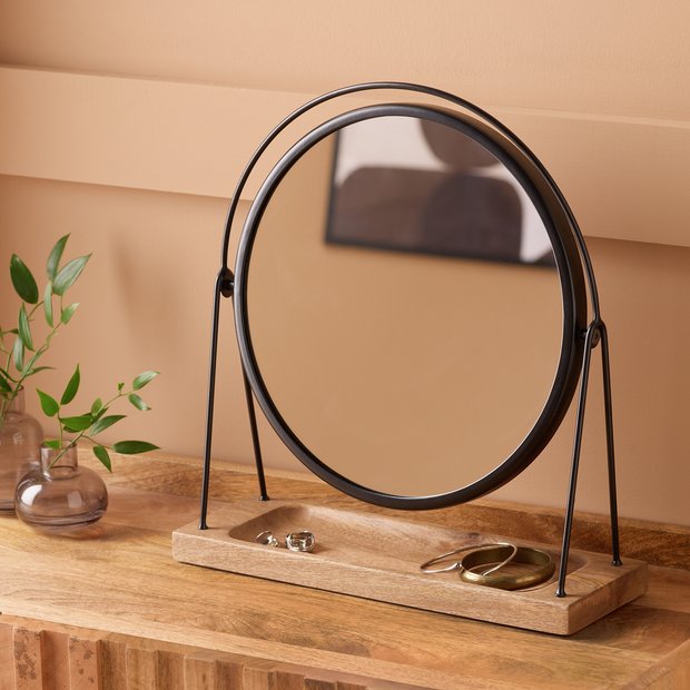 Argos Home dressing table mirror black wood metal 39x36cm, UK version