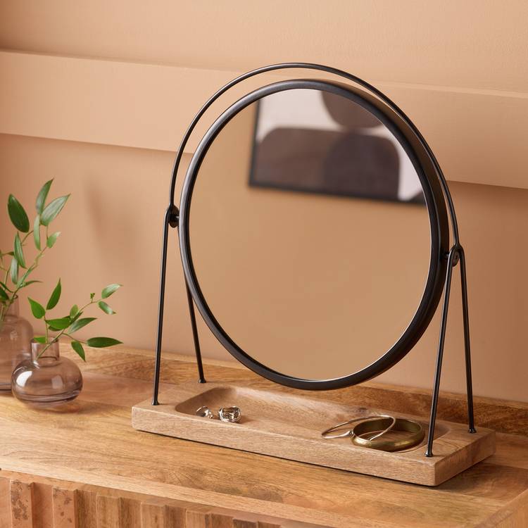 Argos Home dressing table mirror black wood metal 39x36cm, UK version