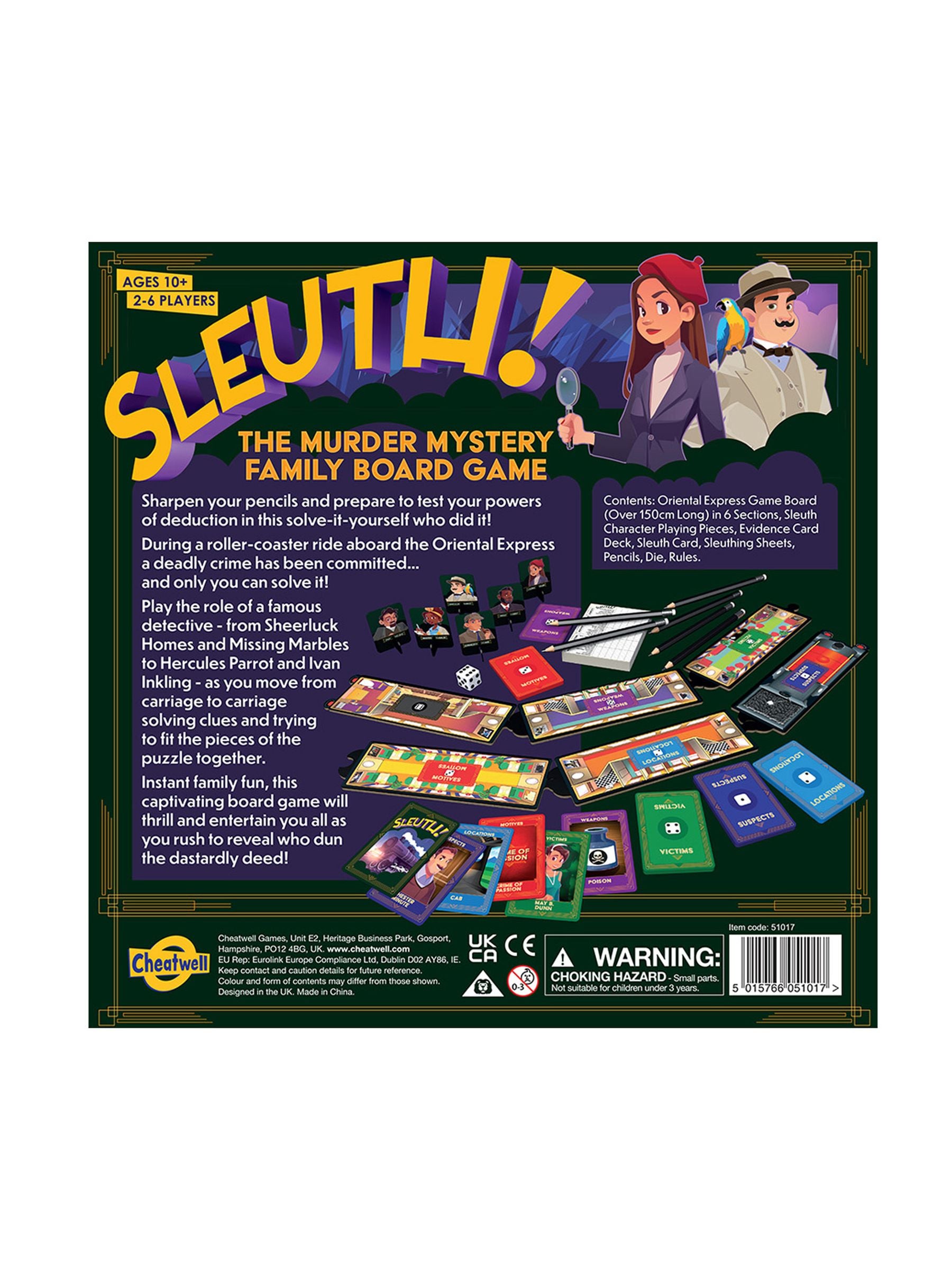 Cheatwell Games Sleuth murder mystery board game, imported from the UK