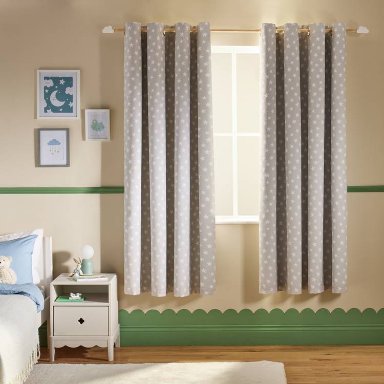 Argos Home grey star blackout curtains 168x137cm - British product