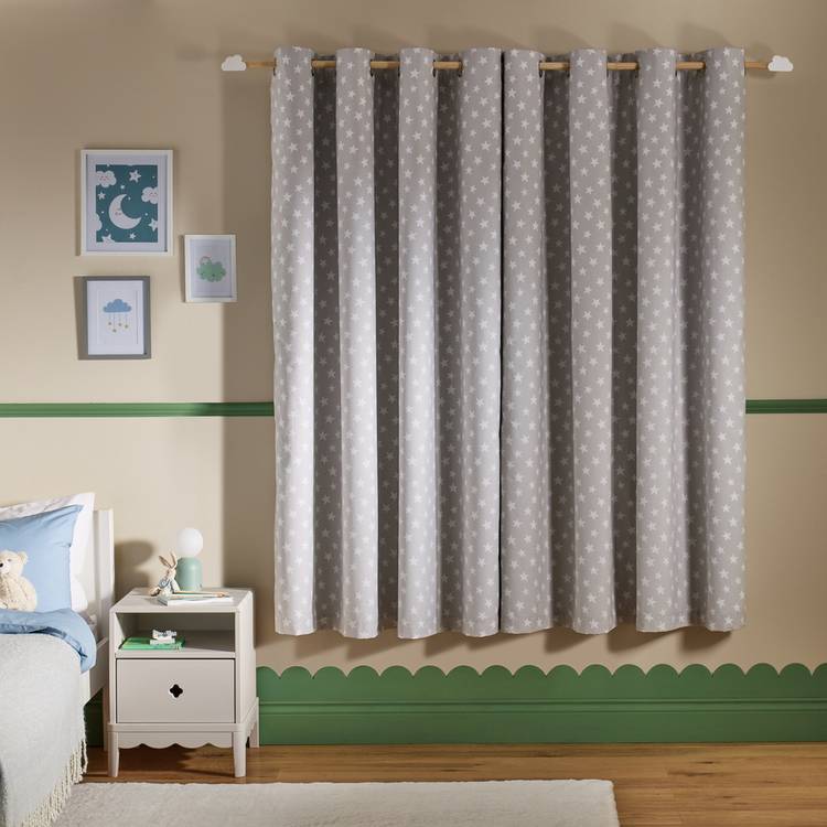 Argos Home grey star blackout curtains 168x137cm - British product