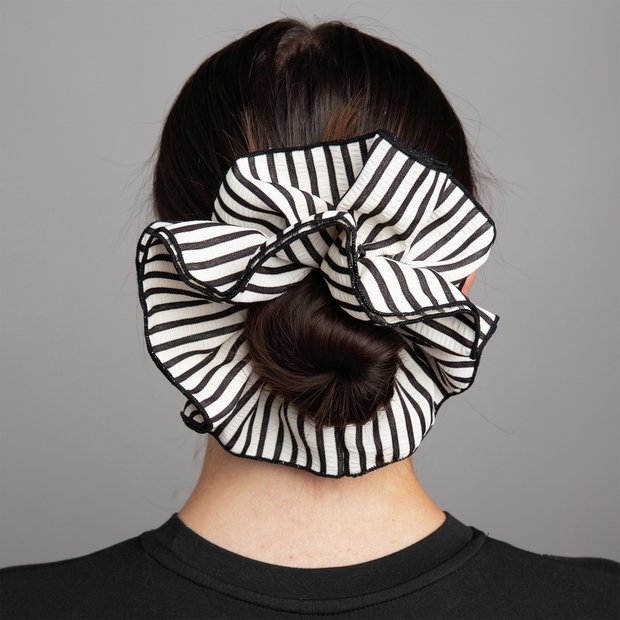 Freedom black stripe ruffle hair scrunchie (British brand)