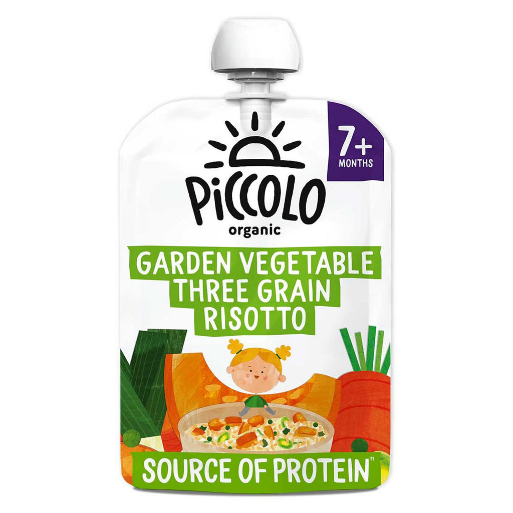 Piccolo Organic Garden Vegetables Three Grain Risotto with Cheese & Basil 130g 7 Months+