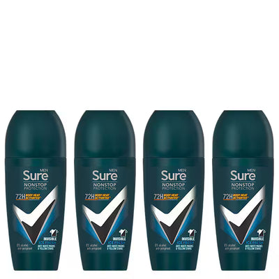 Superdrug Sure Men Nonstop Invisible Ice Roll-On 4 x 50ml- Buy online at McGrocer