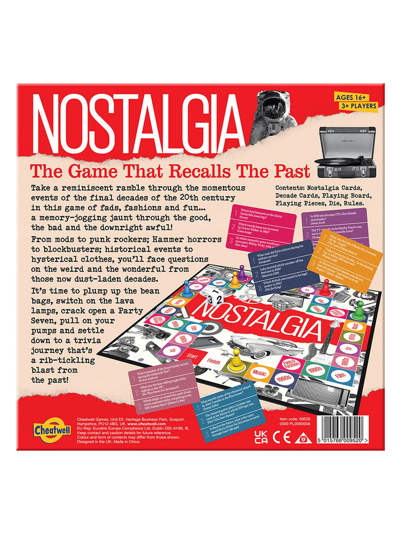 Cheatwell Games Nostalgia Trivia board game, UK version