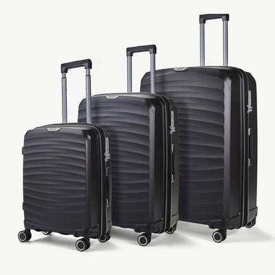 Costco UK Rock Sunwave 3 Piece Hardside Luggage Set in Black- Buy online at McGrocer
