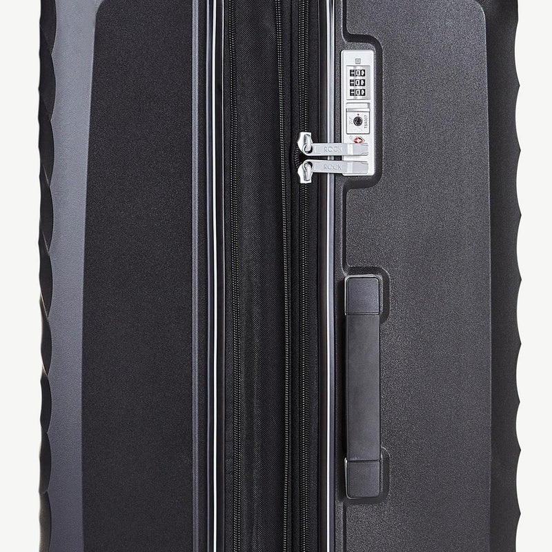 Rock luggage set 3 piece hardside black, imported from the UK