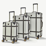Rock vintage hardside luggage set 3 piece cream, imported from the UK