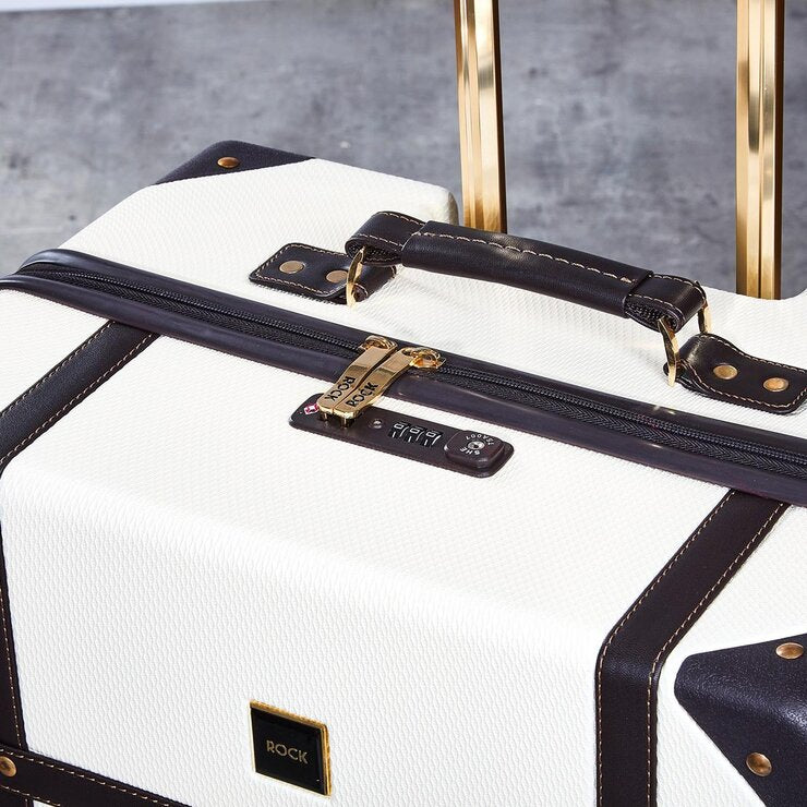 Rock vintage hardside luggage set 3 piece cream, imported from the UK