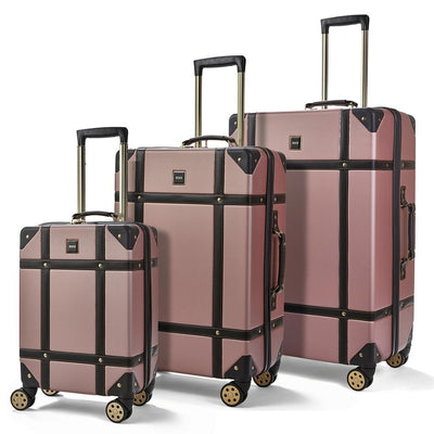Costco UK Rock Vintage 3 Piece Hardside Luggage Set Pink- Buy online at McGrocer