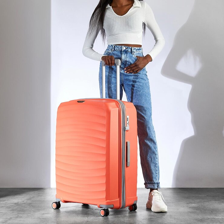 Rock Sunwave 3 piece hardside luggage set in peach (British brand)