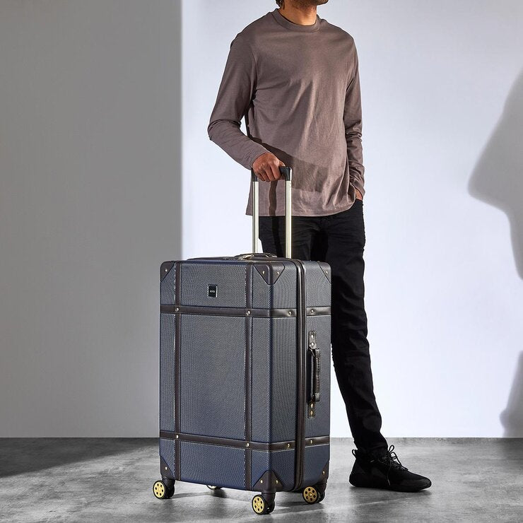 Rock Vintage 3 piece hardside luggage set in navy - British product