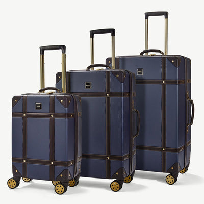 Costco UK Rock Vintage 3 Piece Hardside Luggage Set in Navy- Buy online at McGrocer