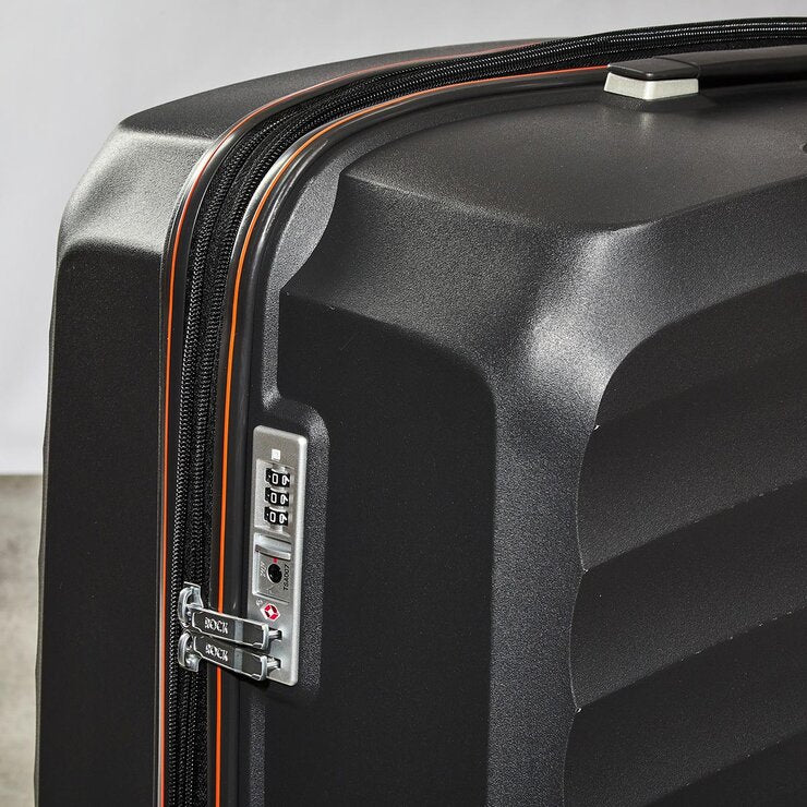 Rock 3 piece hardside luggage set in charcoal, imported from the UK