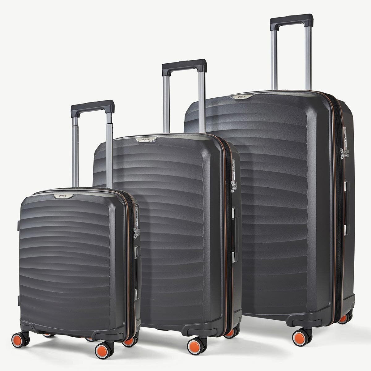 Rock Sunwave 3 Piece Hardside Luggage Set in Charcoal