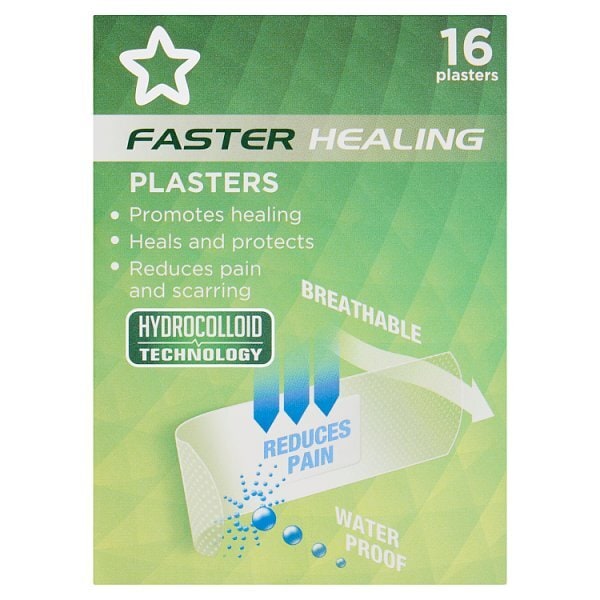 Superdrug Faster Healing Hydrocolloid Waterproof Plasters 16