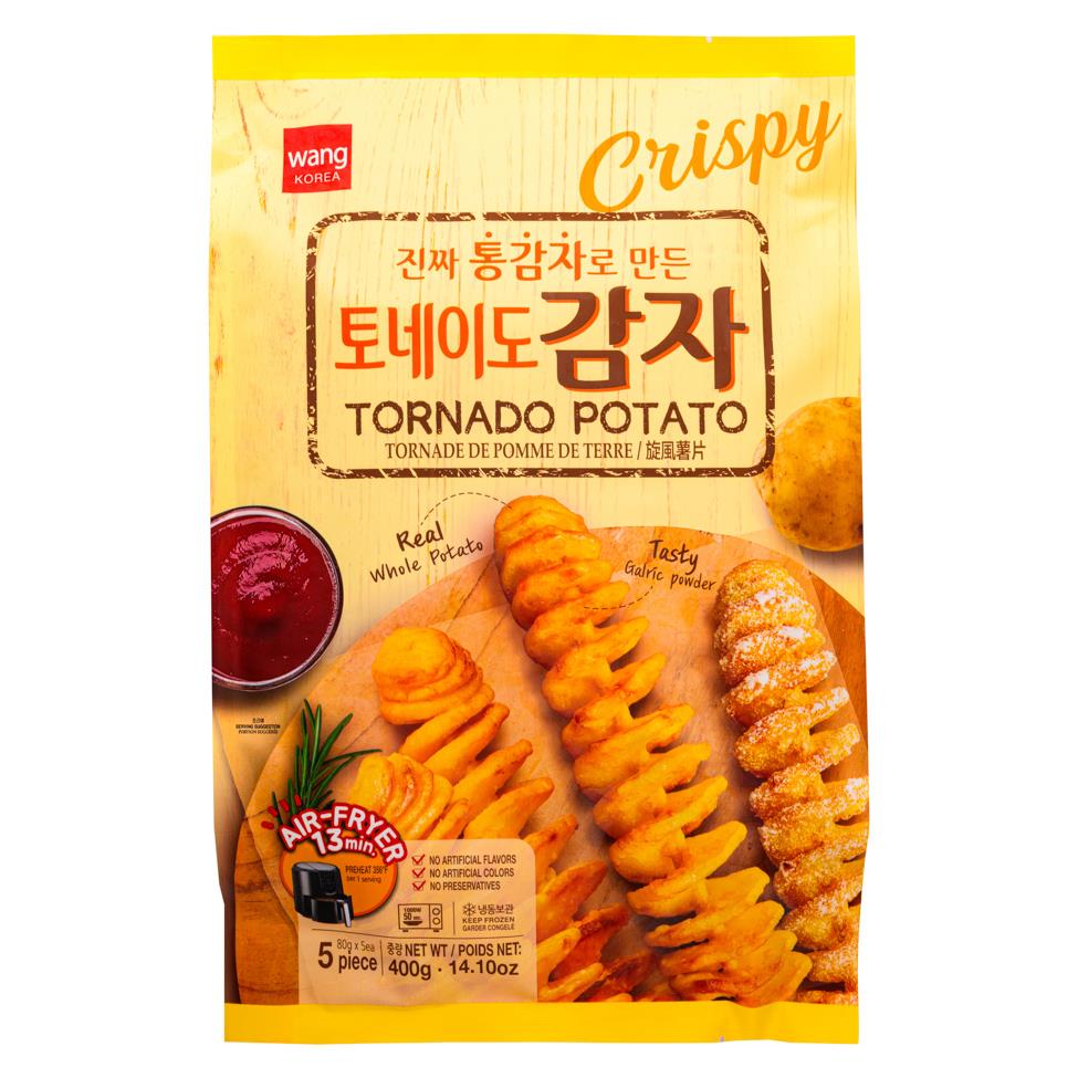 Wang Tornado Potato snack on skewer, imported from the UK