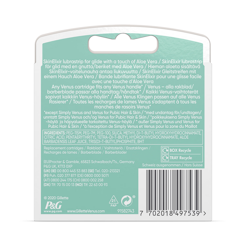 Gillette Venus Deluxe Smooth Sensitive razor blade refills pack of 6, UK version