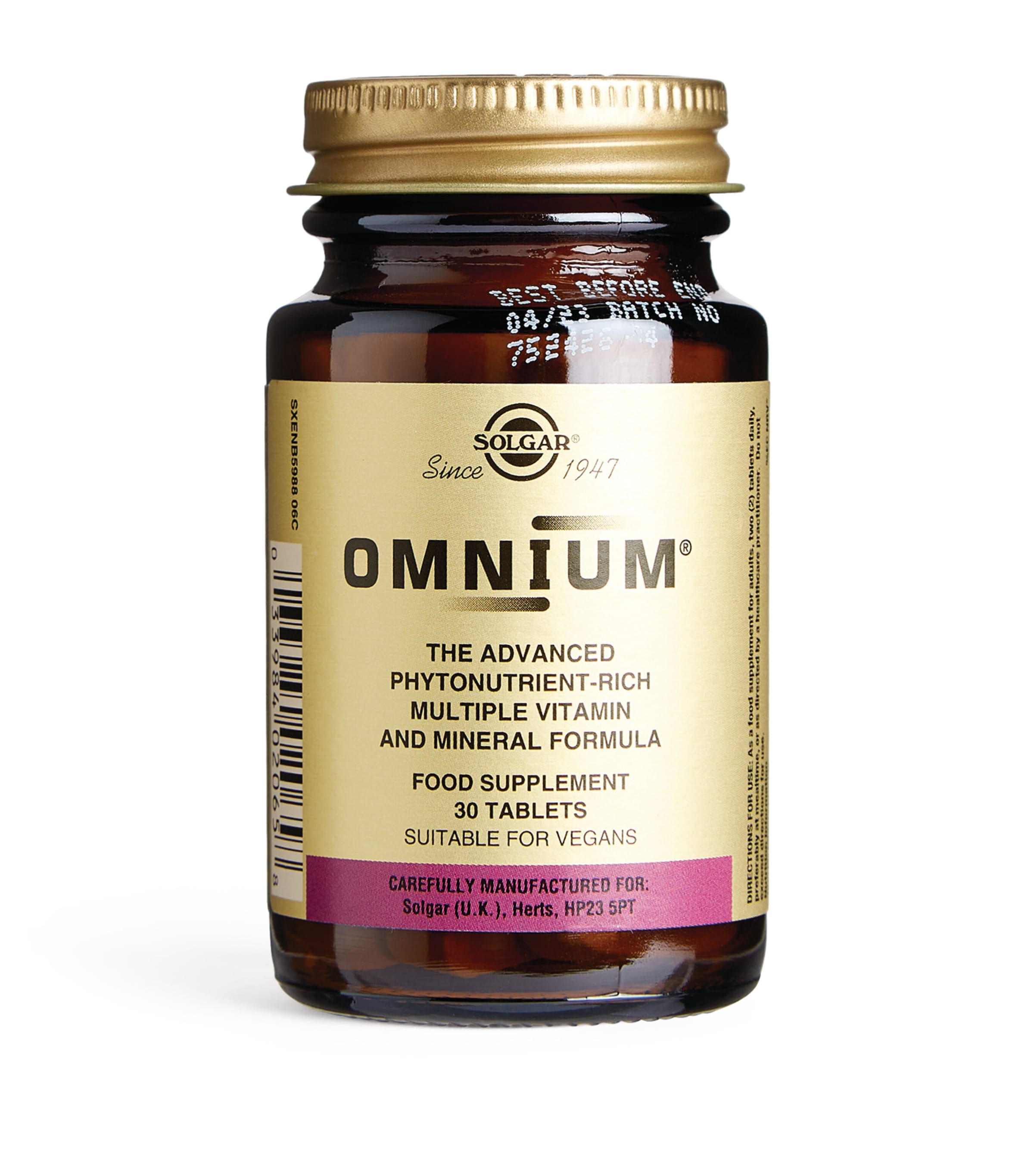 Solgar Omnium multivitamin supplement 30 tablets (British brand)