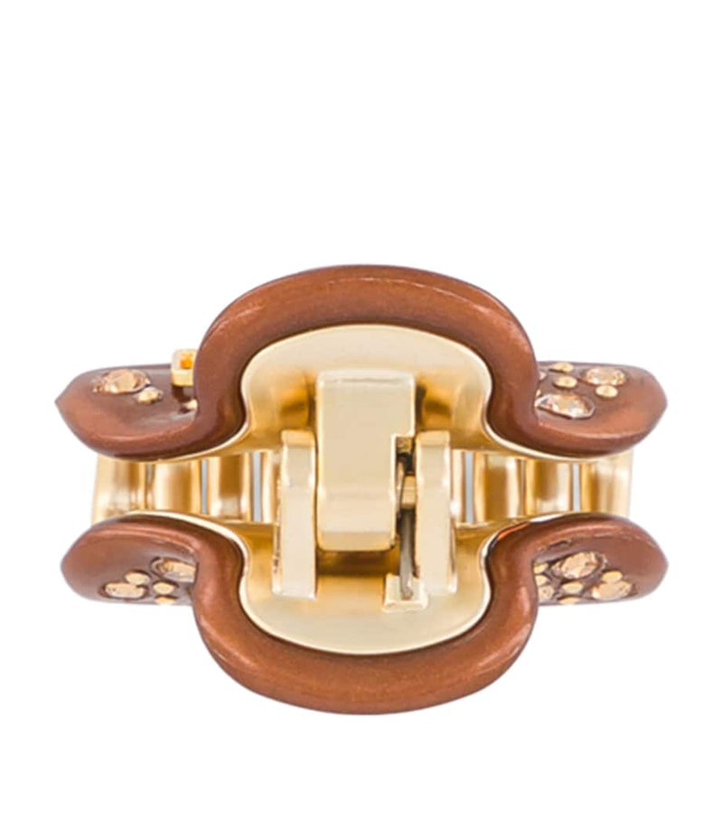 Alexandre de Paris gold-plated crystal-embellished claw hair clip, UK version