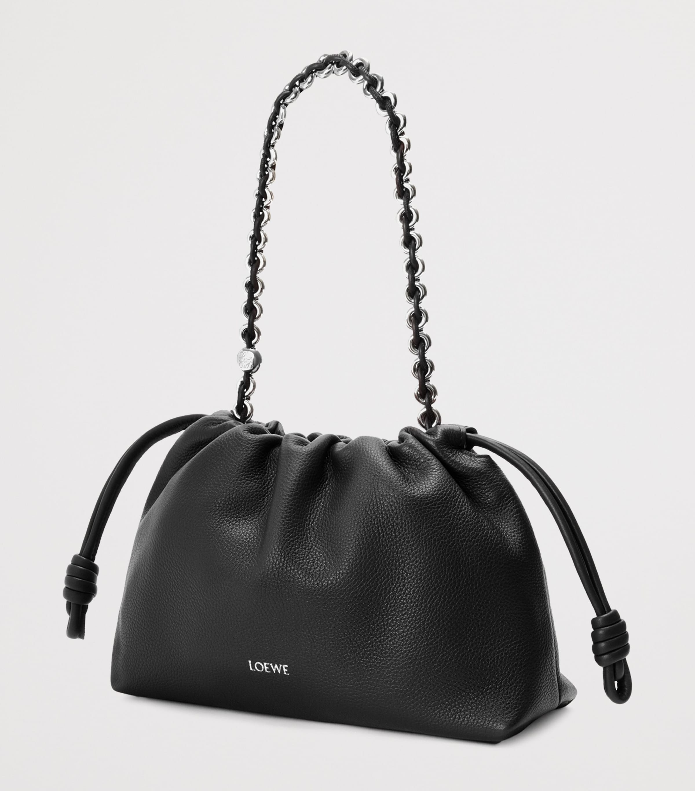 LOEWE Flamenco shoulder bag in leather with knotted drawstrings - British product