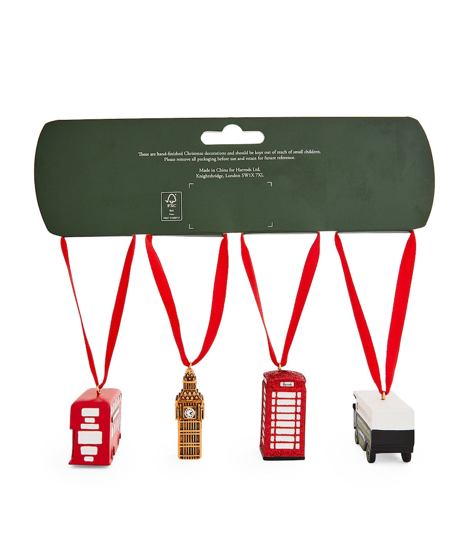 Harrods tree decorations set of 4 London icons - British product